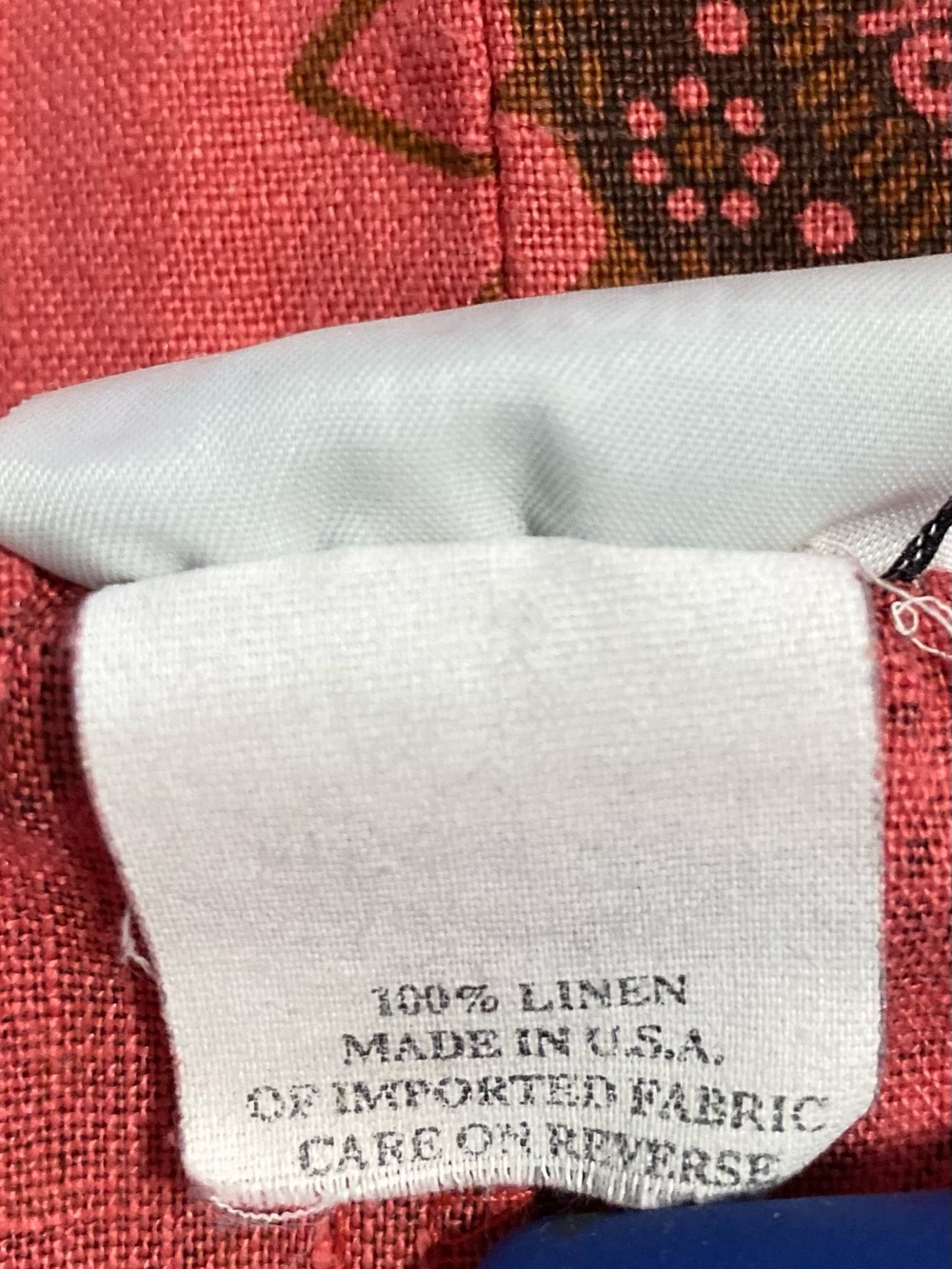 Hot Cotton by Marc Ware Made in USA Vintage Linen Skirt XL Slit BOHO Coral Print - Picture 3 of 7